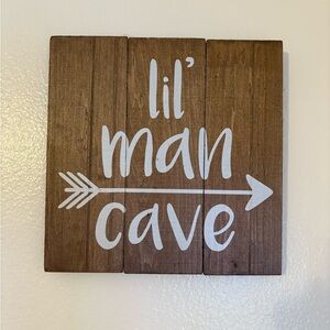 Brown Wooden Wall Decor Sign - 'Lil' Man Cave'